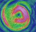 Stratospheric Polar Vortex strengthens in winter and locks cold air into Pole